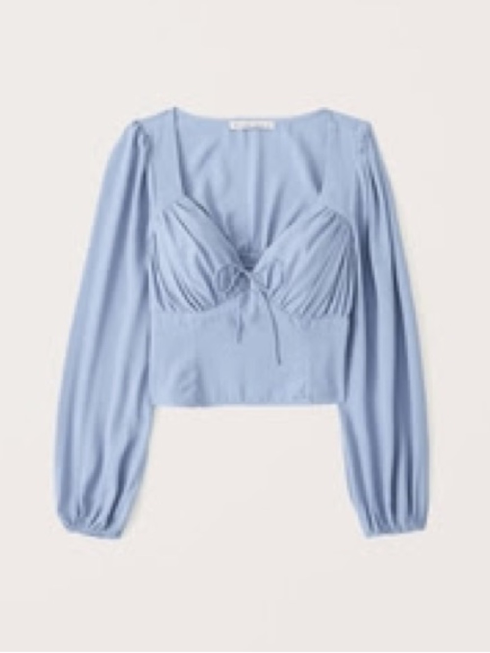 Abercrombie Long-Sleeve Satin Ruched Tie-Front Top
